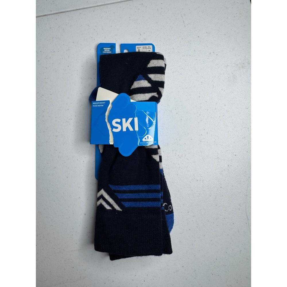 Columbia Mens Ski Socks Merino‎ Wool Omni-Wick Over-The-Calf Navy Blue Large NEW